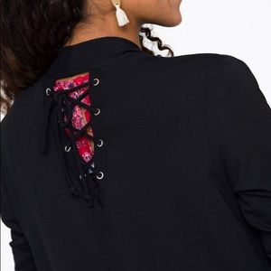 DownEast Black Lace Up Cardigan